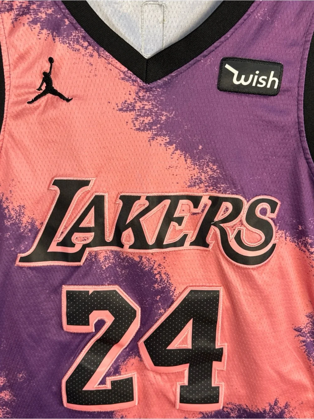 Nike Lakers Kobe Bryant #24 Black Mamba Tie Die Swingman Jersey 48 Purple Pink
